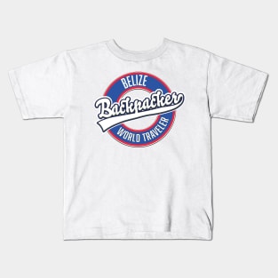 Belize backpacker world traveler logo. Kids T-Shirt